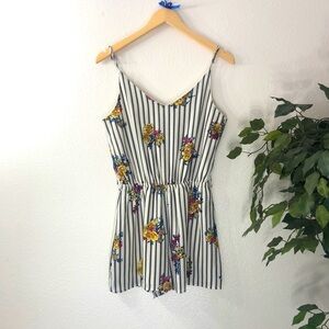 One Clothing LA Floral Striped Romper